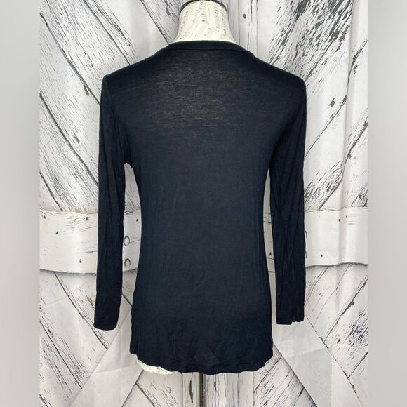 Active USA Lace Up Choker Neck Long Sleeve Top Black M - Picture 3 of 6